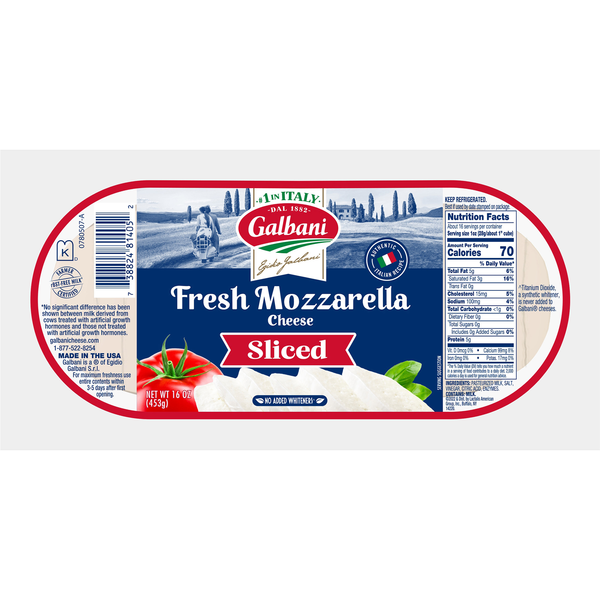 Galbani Fresh Mozzarella Cheese Log Pre-Sliced