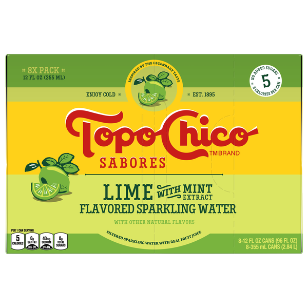 Topo Chico Sabores Lime with Mint Sparkling Water - 8 pk