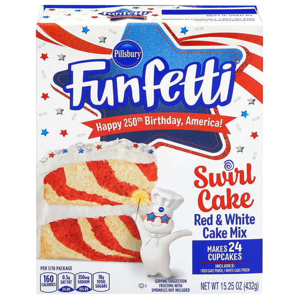 Pillsbury Funfetti Swirl Red & White Cake Mix