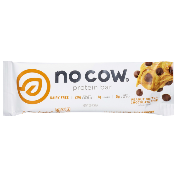 No Cow Dairy Free Peanut Butter Chocolate Chip 20g Plant Protein Bar