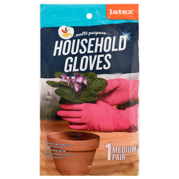 Stop & Shop Household Multi-Purpose Latex Gloves Medium