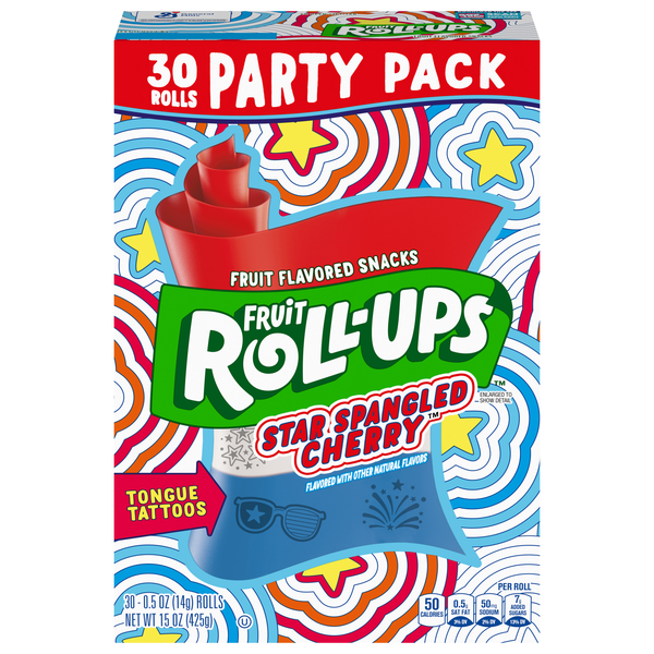 Fruit Roll-Ups Star Spangled Cherry Fruit Flavored Snacks - 30 ct