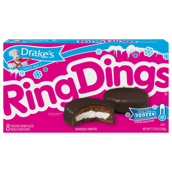 Drake's Ring Dings Snack Cakes - 8 ct