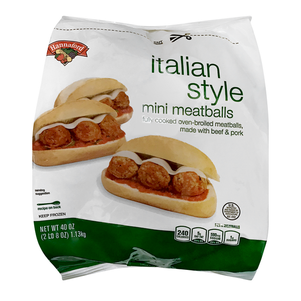 Hannaford Mini Italian Style Beef & Pork Meatballs Frozen