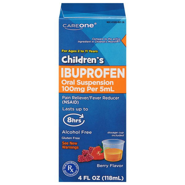 CareOne Children's Pain Fever Berry Ibuprofen Oral Suspension Liquid