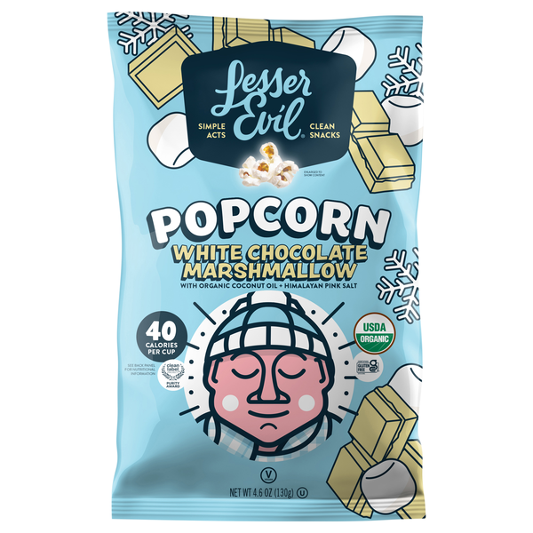 LesserEvil Organic White Chocolate & Marshmallow Popcorn