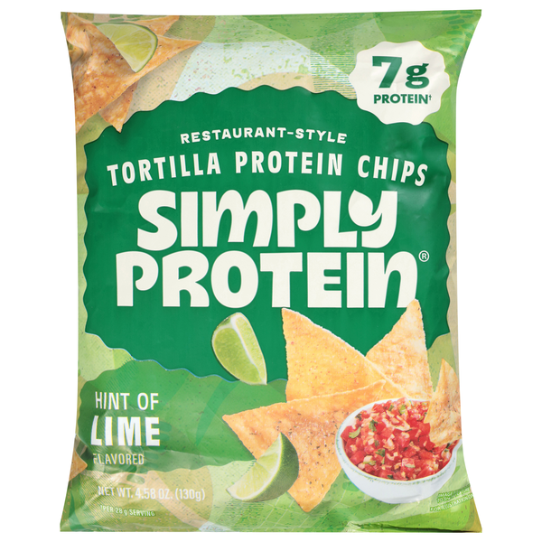 Simply Protein Hint of Lime Flavor Restaurant-Style Protein Tortilla Chips
