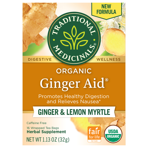 Traditional Medicinals Organic Caffeine Free Ginger Aid Herbal Tea Bags