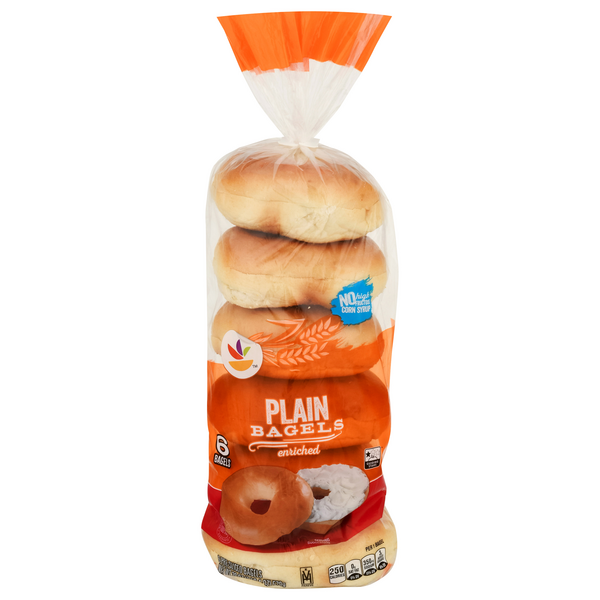 Stop & Shop Plain Pre-Sliced Bagels - 6 ct