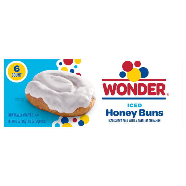 Wonder Iced Honey Buns - 6 ct
