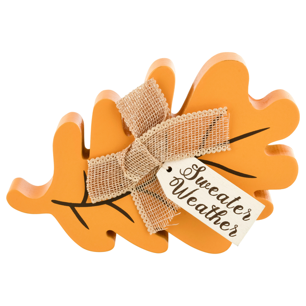 Smart Living Harvest Wooden Decor Leaf Sweater Weather