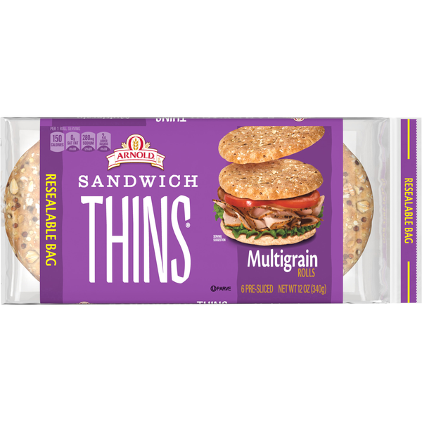 Arnold Multigrain Seeded Sandwich Thins Pre-Sliced - 6 ct
