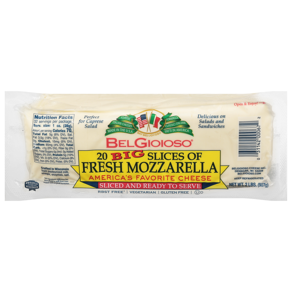 BelGioioso Fresh Mozzarella Cheese Log Pre-Sliced