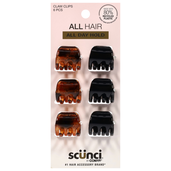 Scunci All Hair Claw Clips Black & Brown