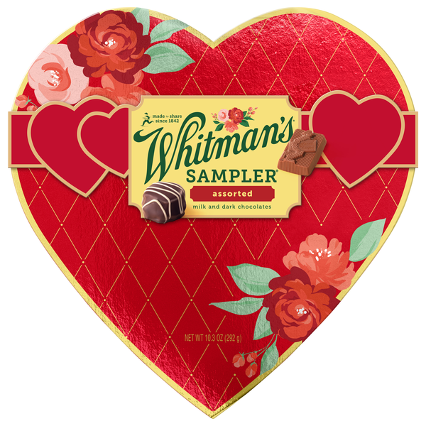 Whitman's Sampler Assorted Chocolate Valentine's Day Candy Gift Heart Box