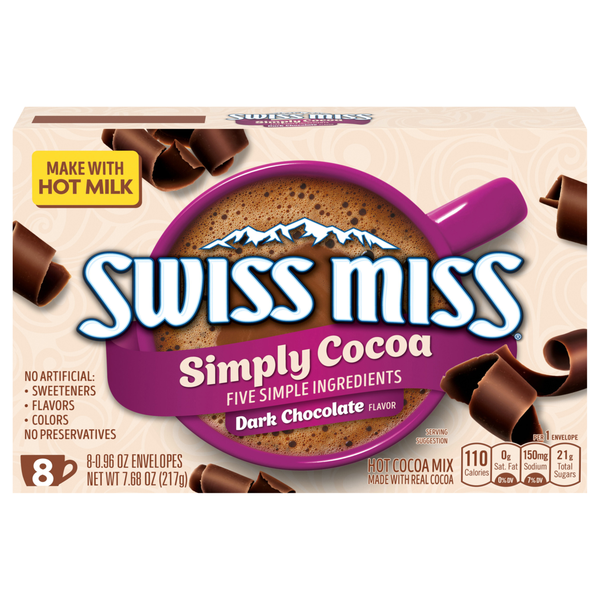 Swiss Miss Simply Dark Chocolate Flavor Hot Cocoa Mix - 8 ct