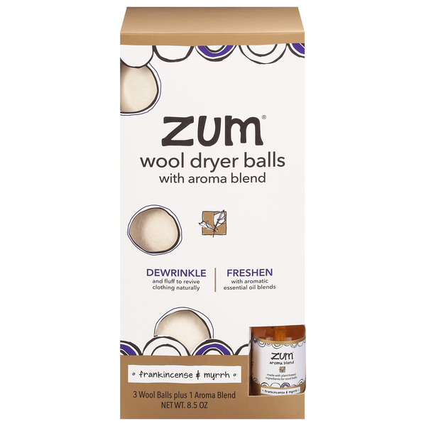 Zum Frankincense & Myrrh Scented Wool Dryer Balls - 3 ct