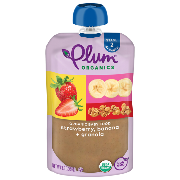 Plum Organics Stage 2 Baby Food Strawberry Banana + Granola