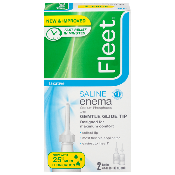 Fleet Laxative Saline Enema with Gentle Glide Tip - 2 ct