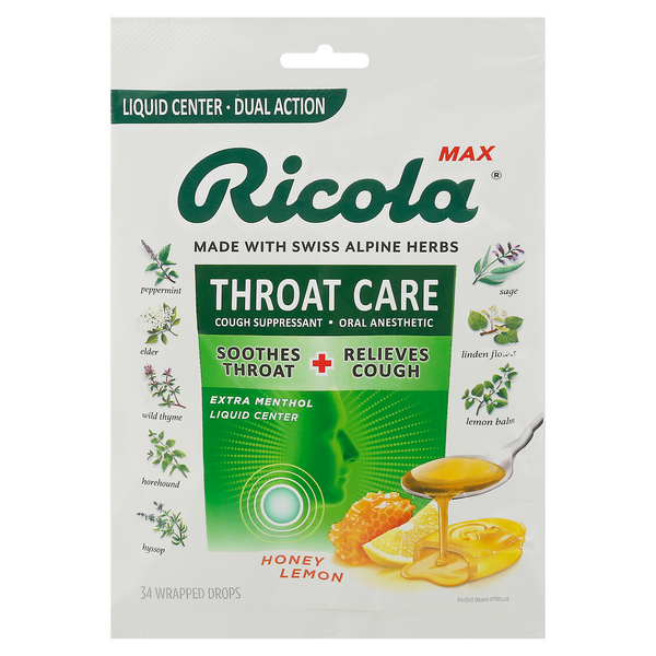 Save on Ricola Dual Action Cough Suppressant & Oral Anesthetic Drops