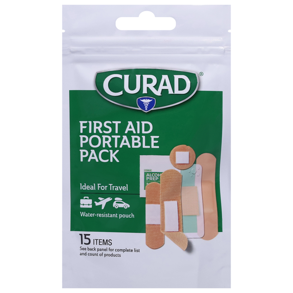 Curad First Aid Portable Pack - 15 ct