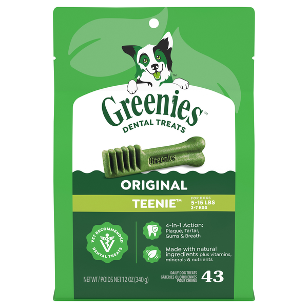 GREENIES Original Teenie Adult Dental Dog Treats - 43 ct