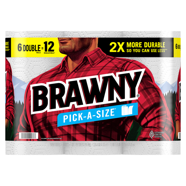 Brawny Tear-A-Square 3-Ply Paper Towels - 8 Double Rolls (16 Regular Rolls)
