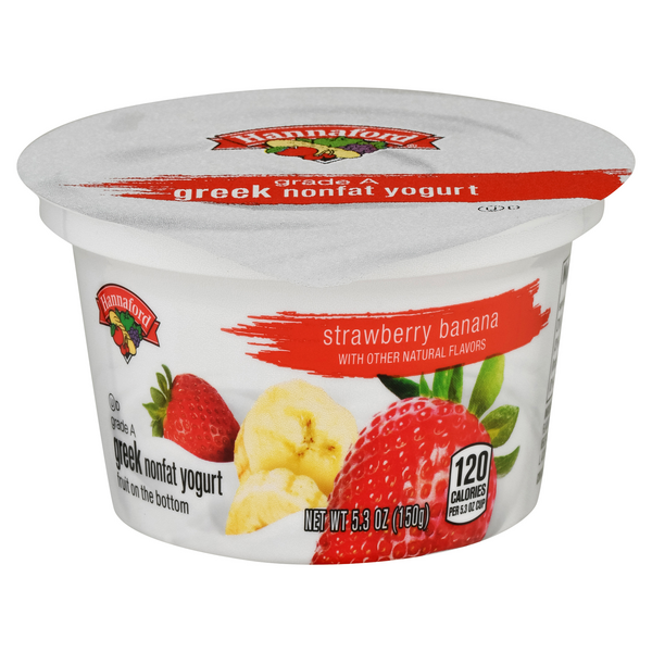 Hannaford Non Fat Strawberry Banana Greek Yogurt Cup