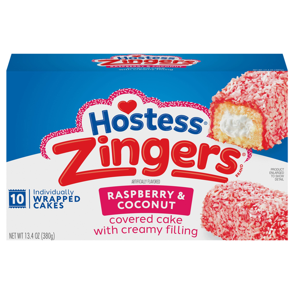 Hostess Zingers Iced Raspberry Snack Cakes - 10 ct