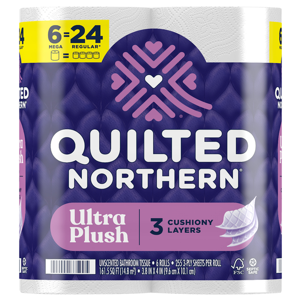 Quilted Northern Ultra Plush Mega Roll 3-Ply Toilet Paper Unscented - 6 ct