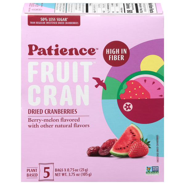 Patience Fruit Cran Berry-Melon Flavored Dried Cranberries - 5 ct