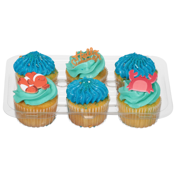 Food Lion Bakery Summer Yellow Cupcakes w/Traditional Vanilla Icing - 6 ct