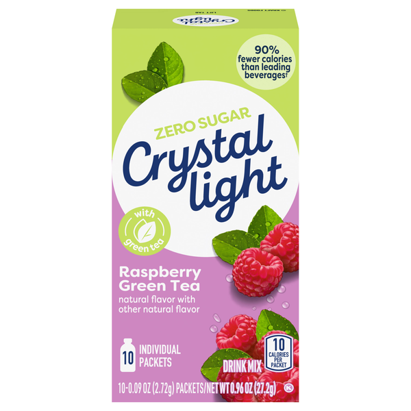 Crystal Light Raspberry Green Tea Drink Mix Packets - 10 ct