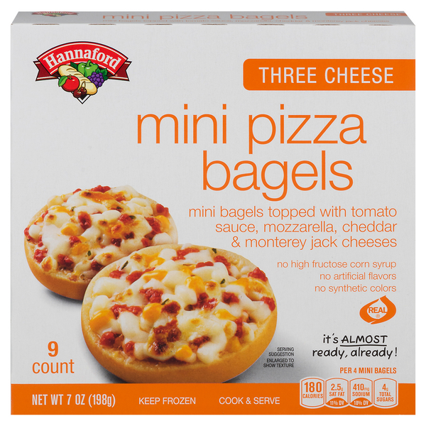 Hannaford Three Cheese Mini Pizza Bagels - 9 ct Frozen