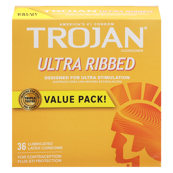 Trojan Ultra Ribbed Lubricated Latex Condoms Value Pack