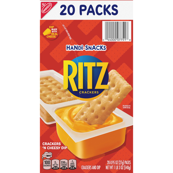 Handi-Snacks Ritz Crackers 'n Cheesy Dip Packs - 20 ct
