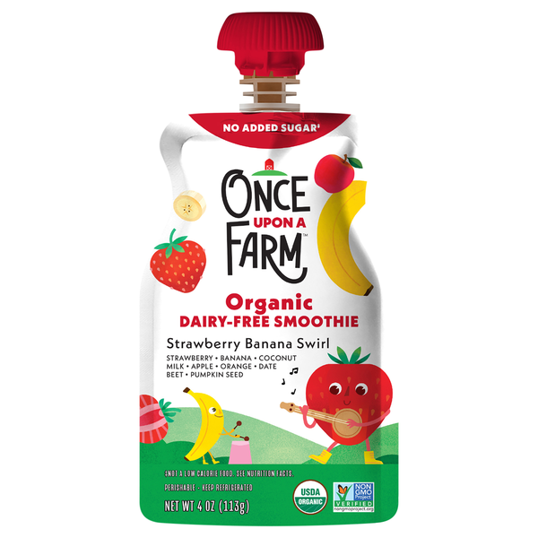 Once Upon A Farm Organic Dairy Free Strawberry Banana Swirl Smoothie