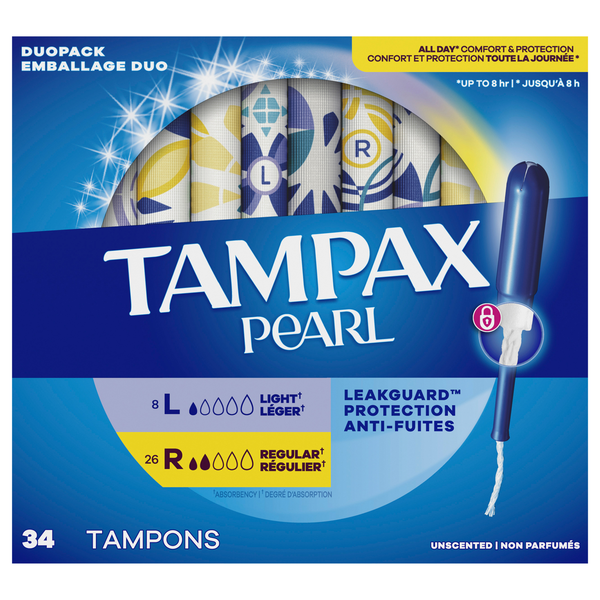 Tampax Pearl Unscented Light & Regular Tampons