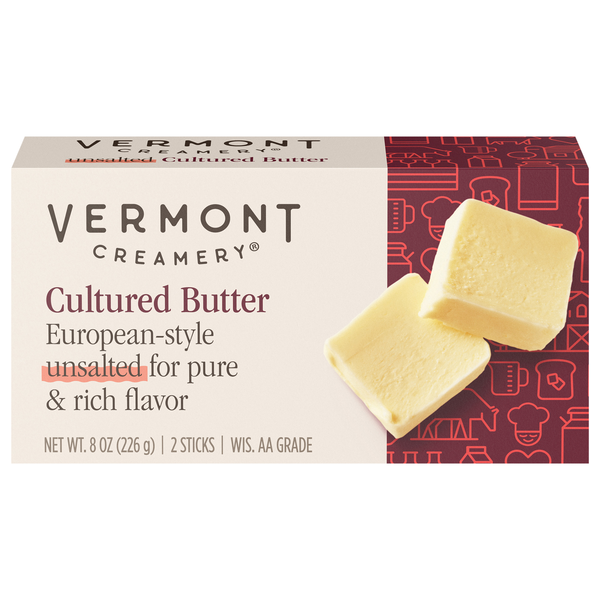 Vermont Creamery Unsalted Cultured Butter Sticks - 2 ct