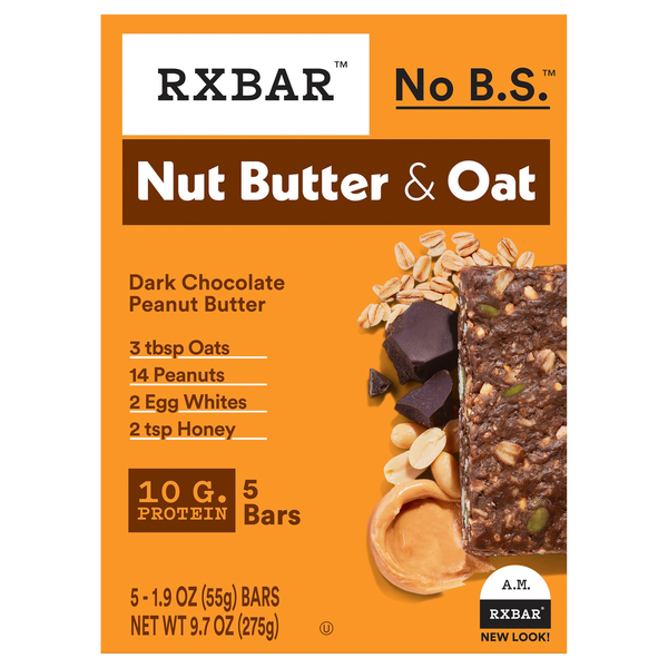 RXBAR Nut Butter & Oat Dark Chocolate Peanut Butter Protein Bar - 5 ct