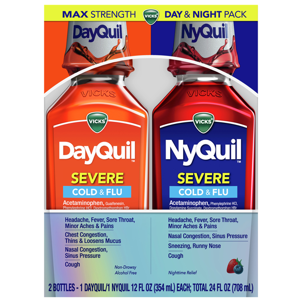 Vicks DayQuil & NyQuil Severe Cold & Flu Relief Liquid Berry Combo Pack