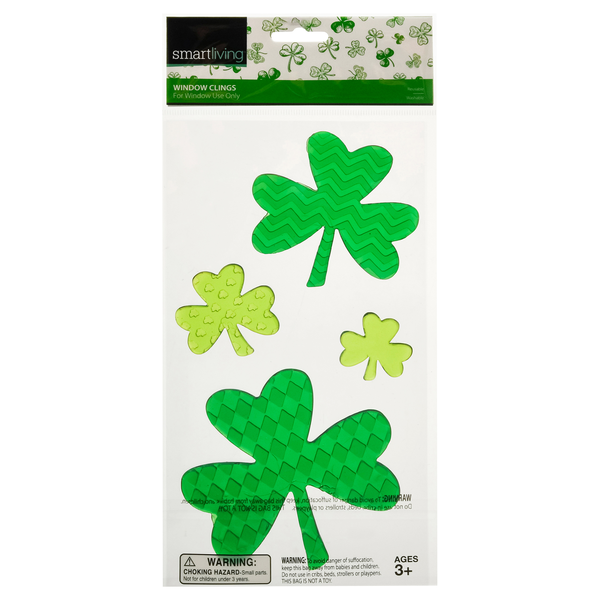Smart Living St. Patrick's Day Window Clings Shamrocks Ages 3+