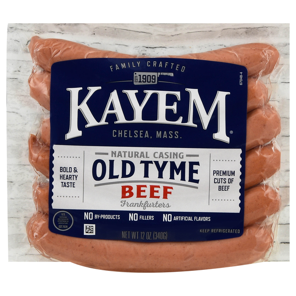 Kayem Old Tyme Natural Casing Beef Frankfurters - 6 ct
