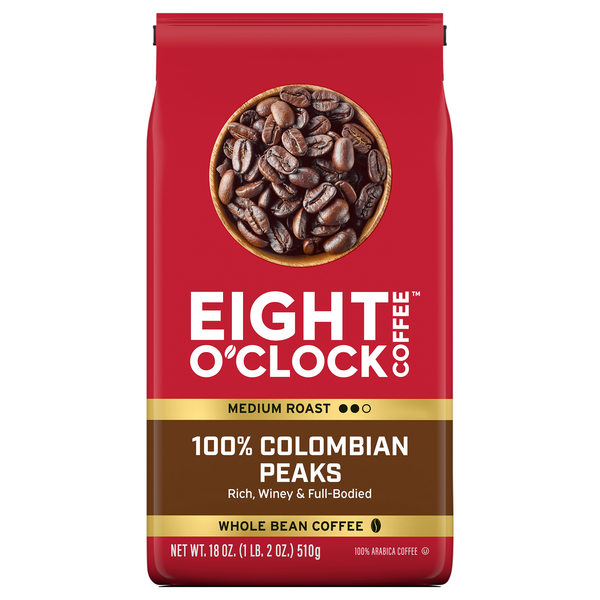 Eight O'Clock 100% Colombian Peaks Medium Roast Whole Bean Coffee