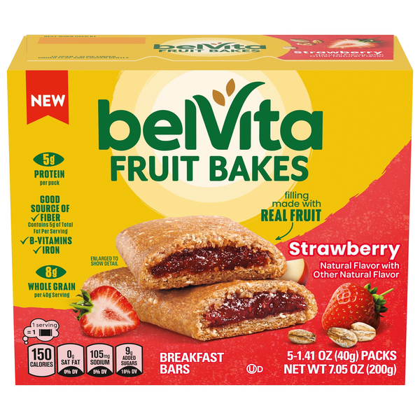 belVita Fruit Bakes Strawberry Soft Baked Breakfast Bars - 5 ct