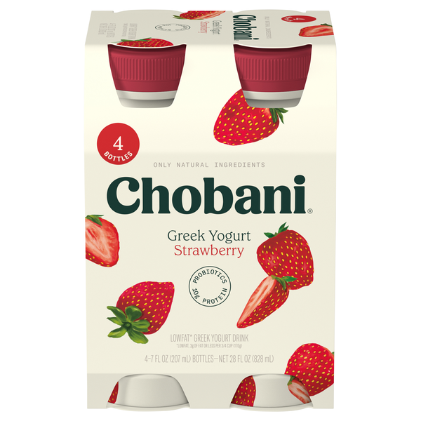 Chobani Low Fat Strawberry Greek Yogurt Drink - 4 ct