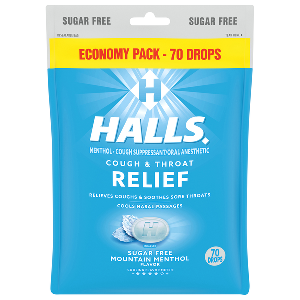 Halls Sugar Free Mountain Menthol Cough & Throat Relief Drops