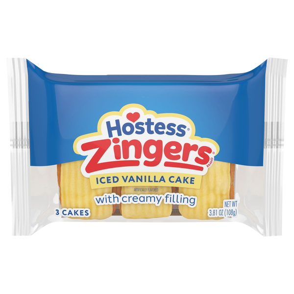 Hostess Zingers Iced Vanilla Snack Cakes - 3 ct