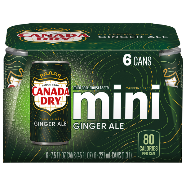 Canada Dry Ginger Ale Soda Caffeine Free Mini - 6 pk