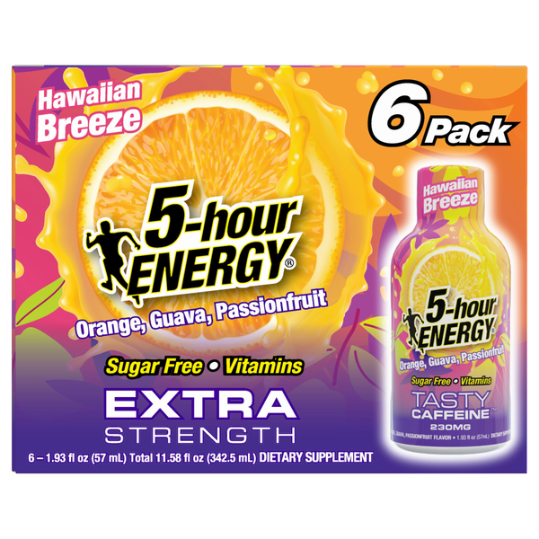 5-Hour Extra Strength Sugar Free Hawaiian Breeze Energy Shot - 6 pk